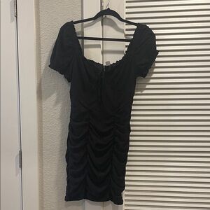 H&M Black Ruched Mini Dress